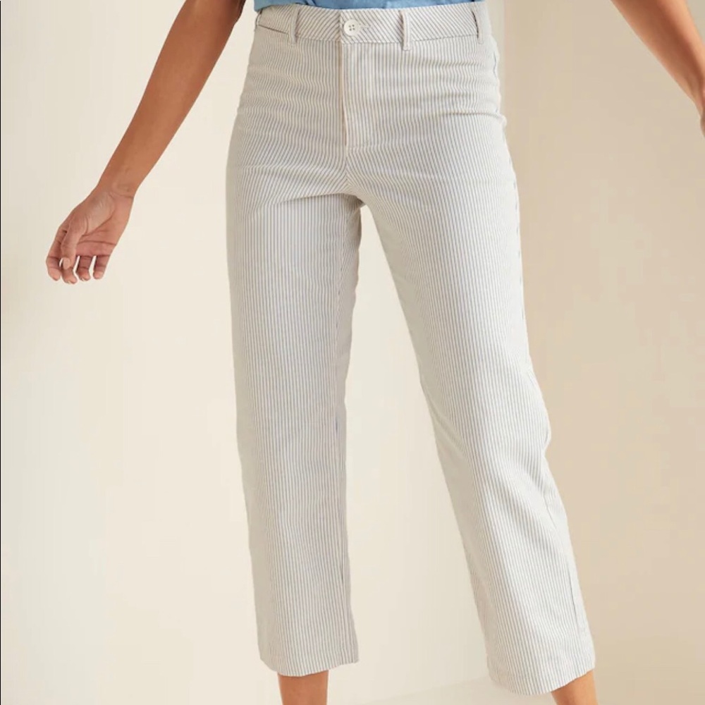 NWT Old Navy High-Waisted Slim Wide-Leg Chinos for Women Plus‎ Size 18 Pinstripe